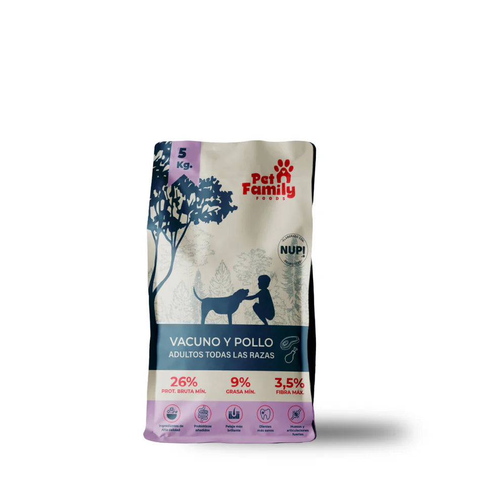Petfamily Alimento Premium Vacuno y Pollo para Perros 5kg