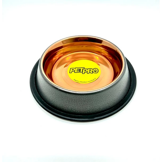 Petpro Plato Antivuelco Acero Gold Perro Gato
