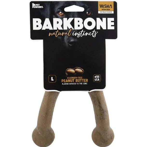 Pet Qwerks BarkBone Wishbone Natural Instincts Peanut Butter Flavored Nylon Dog Toy L
