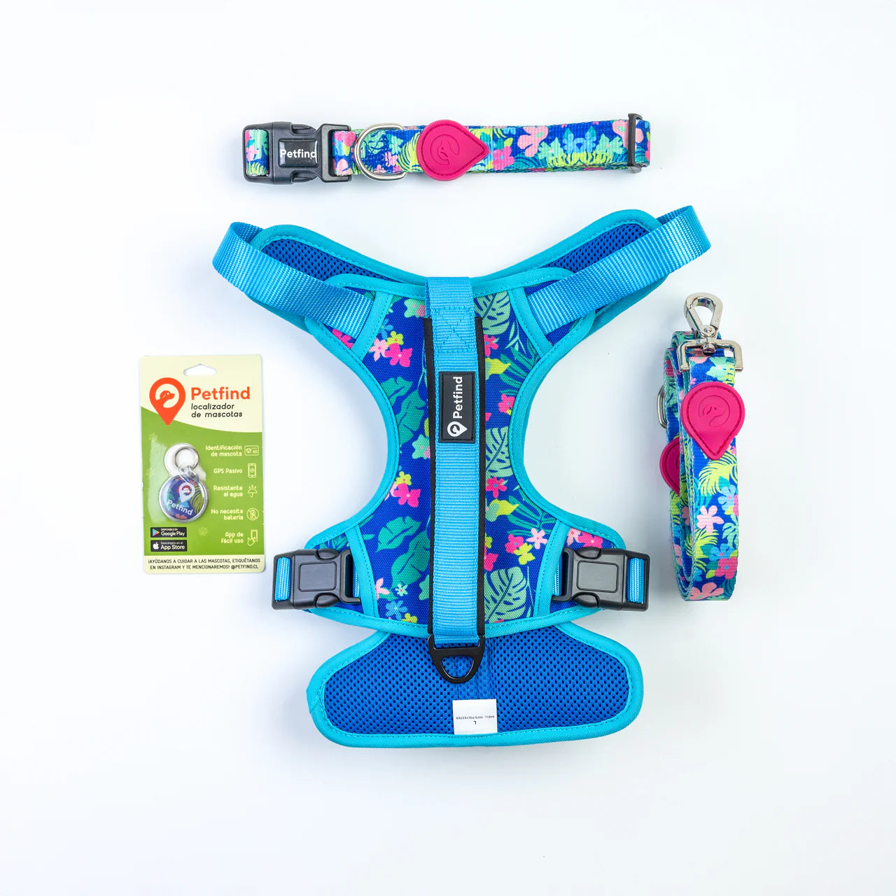 Pack Petfind Placa Identificadora + Arnés + Collar + Correa